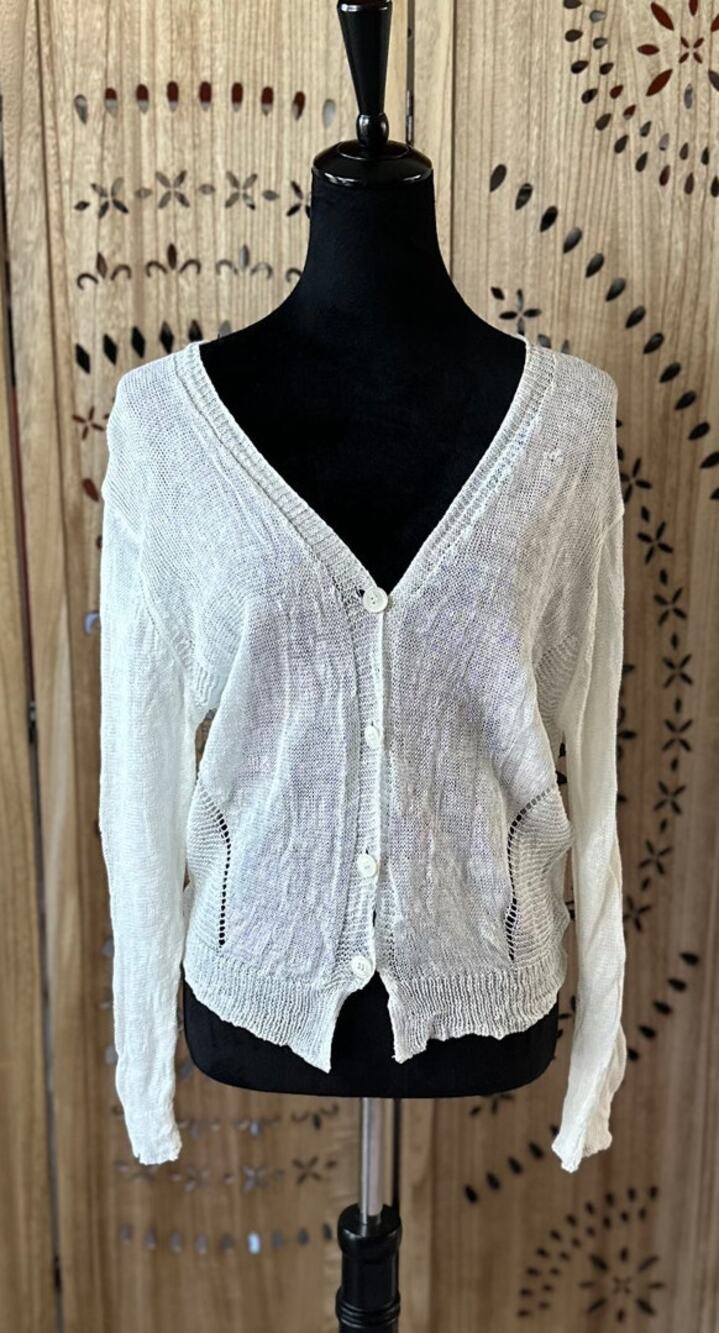 GOLDEN PAPER Loose Knit Open Weave Button Front Cardigan Size M